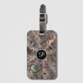 Natuur Light Beams on Rock Texture Monogram Bagagelabel (Voorkant (verticaal))