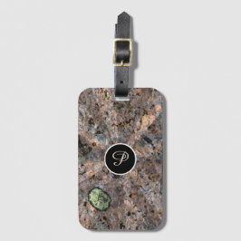 Natuur Light Beams on Rock Texture Monogram Bagagelabel