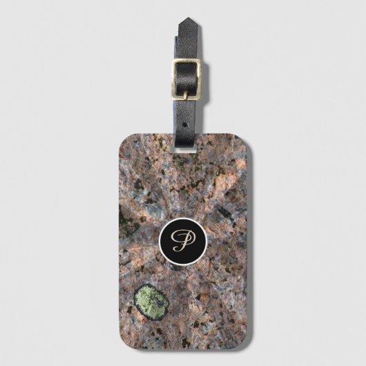 Natuur Light Beams on Rock Texture Monogram Bagagelabel (Voorkant (verticaal))