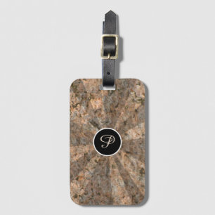 Natuur Light Beams op Rock Textuur elk Initiaal Bagagelabel