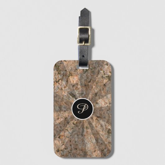 Natuur Light Beams op Rock Textuur elk Initiaal Bagagelabel (Voorkant (verticaal))