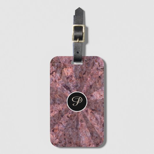 Natuur Light Beams Pink Rock Texture Monogram Bagagelabel (Voorkant (verticaal))
