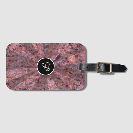 Natuur Light Beams Pink Rock Texture Monogram Bagagelabel (Voorkant (horizontaal))