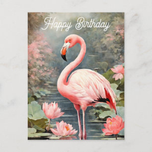 Natuur Lotus Vijver Roze Flamingo  Briefkaart