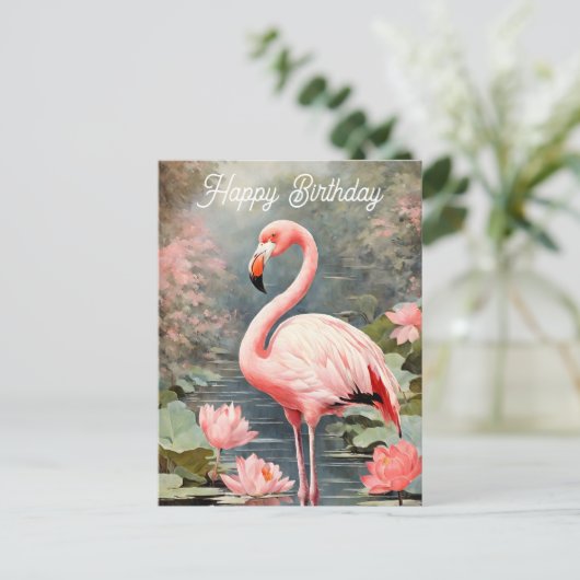 Natuur Lotus Vijver Roze Flamingo  Briefkaart (Staand voorkant)