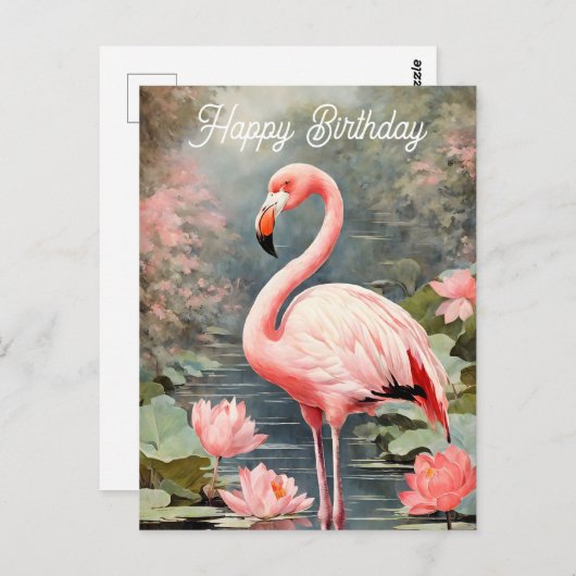 Natuur Lotus Vijver Roze Flamingo  Briefkaart (Voorkant / Achterkant)