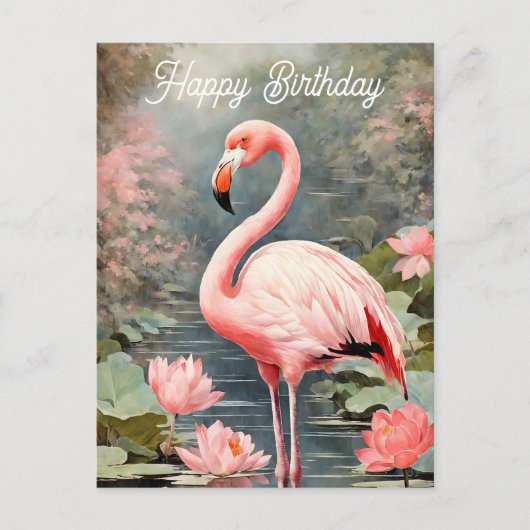 Natuur Lotus Vijver Roze Flamingo  Briefkaart (Voorkant)