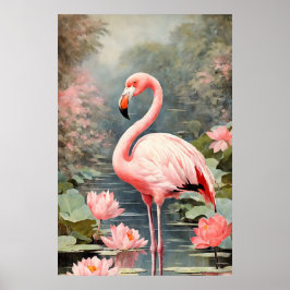 Natuur Lotus Vijver Roze Flamingo  Poster