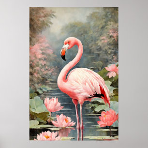 Natuur Lotus Vijver Roze Flamingo  Poster