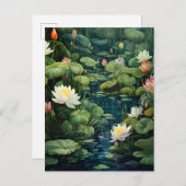 Natuur Lotus Waterlelie Vijverlandschap Aankondigingskaart (Voorkant / Achterkant)