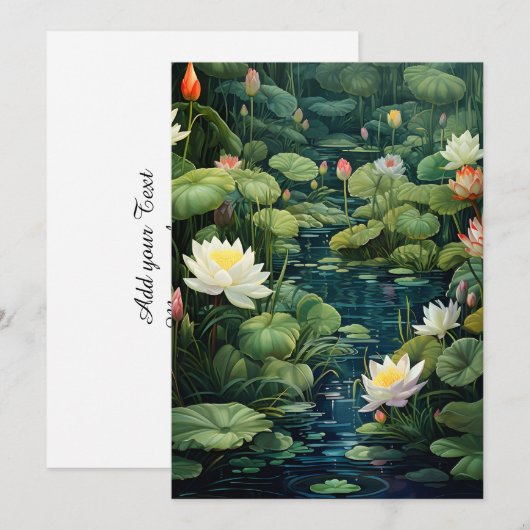 Natuur Lotus Waterlelie Vijverlandschap Feestdagenkaart (Voorkant / Achterkant)