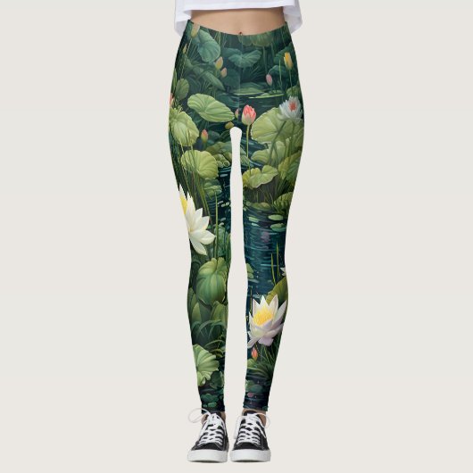 Natuur Lotus Waterlelie Vijverlandschap Leggings (Voorkant)
