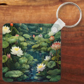 Natuur Lotus Waterlelie Vijverlandschap Sleutelhanger (Achterkant)
