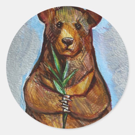 Natuur Lover Beer Kunst Ronde Sticker (Voorkant)