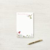 Natuur Lover | Hummingbird Ladybug Garden Monogram Post-it® Notes (Op bureau)