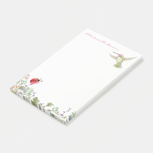 Natuur Lover | Hummingbird Ladybug Garden Monogram Post-it® Notes (Schuin)