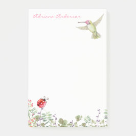 Natuur Lover | Hummingbird Ladybug Garden Monogram Post-it® Notes