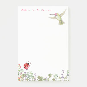 Natuur Lover   Hummingbird Ladybug Garden Monogram Post-it® Notes