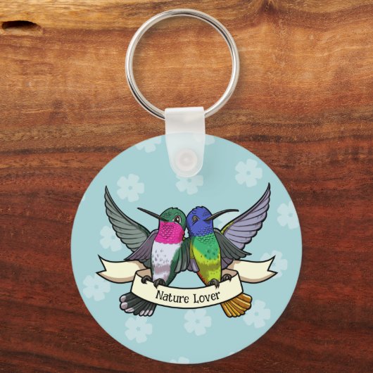 Natuur Lover Kleurrijke & Schattigee Kolibries Car Sleutelhanger (Achterkant)