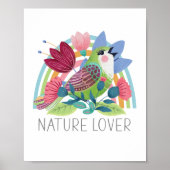 Natuur Lover Waterverf Bird Flowers Rainbow Color Poster (Voorkant)