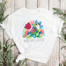 Natuur Lover Waterverf Bird Flowers Rainbow Color
