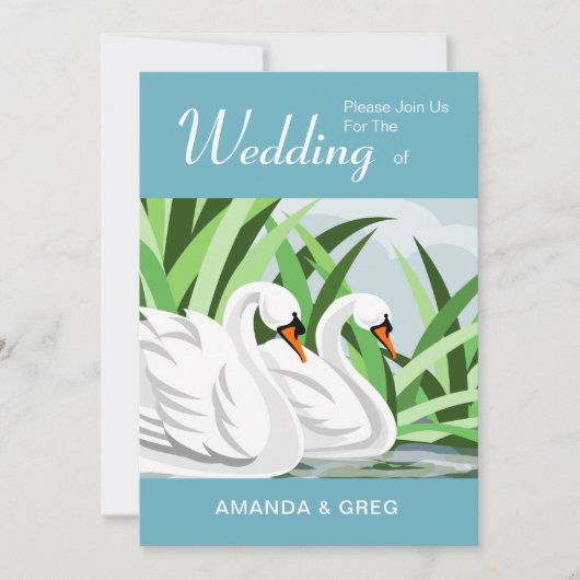 Natuur Lovers Swan Wedding Uitnodiging (Voorkant)