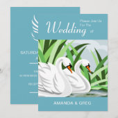 Natuur Lovers Swan Wedding Uitnodiging (Voorkant / Achterkant)