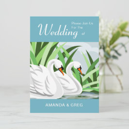 Natuur Lovers Swan Wedding Uitnodiging