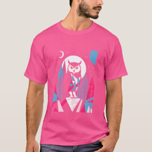 Natuur Maan Retro Uil Geometrische kunst T-shirt