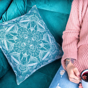 Natuur Mandala Hummingvogels Kies uw kleur Kussen