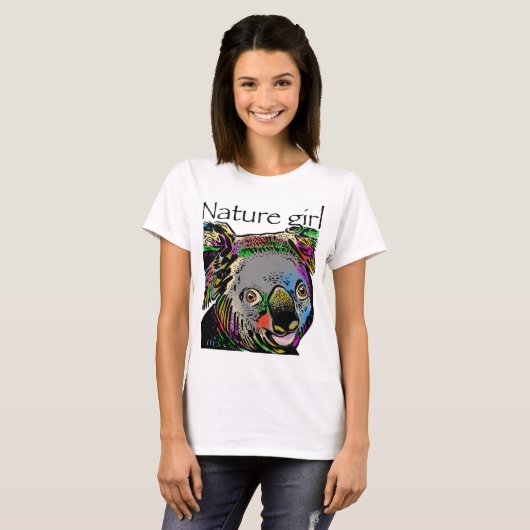 Natuur meisje koala regenboogdieren t-shirt (Voorkant volledig)