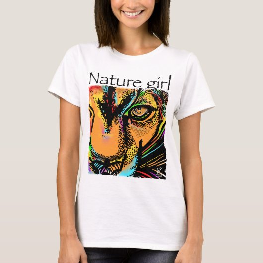 Natuur meisje leeuwenregenboogdieren t-shirt (Voorkant)