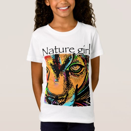 Natuur meisje leeuwenregenboogdieren t-shirt (Voorkant)