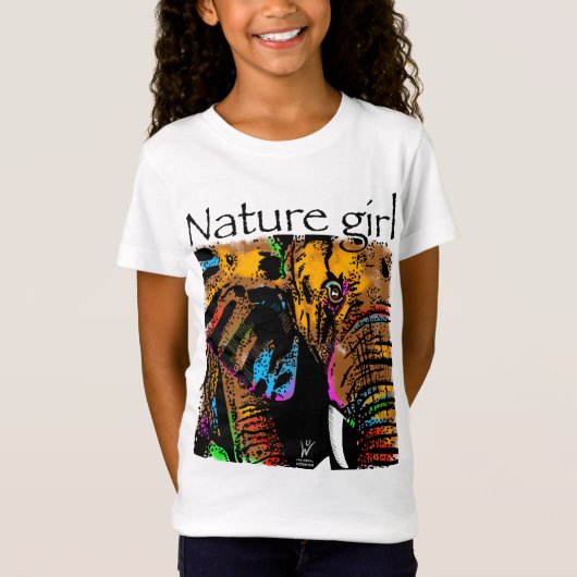 Natuur meisje olifant regenboogdieren t-shirt (Voorkant)