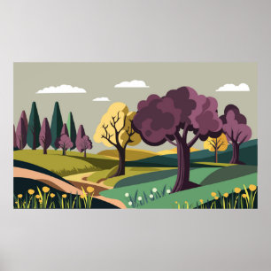 Natuur met bomen poster