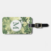 Natuur met groene bladeren Botanische monogram Bagagelabel (Voorkant horizontaal)