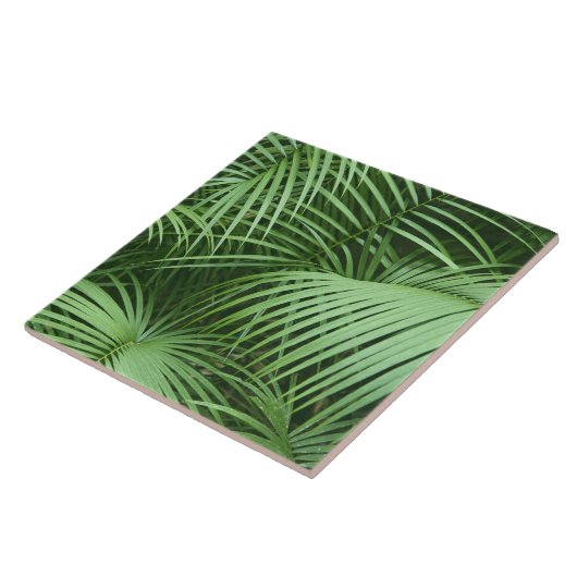 Natuur met groene handpalmen botanische weergave tegeltje (Zijkant)
