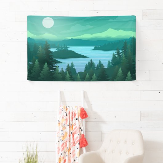 Natuur met rivieren en heuvels spandoek (Insitu)