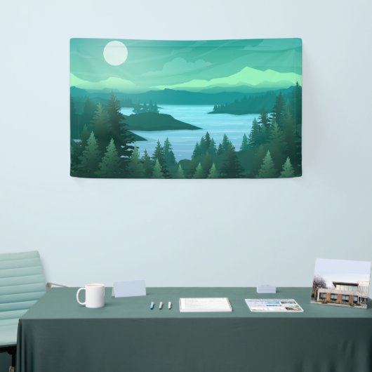 Natuur met rivieren en heuvels spandoek (Beurs)