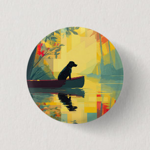Natuur Minimalist Zwarte Labrador Kano Ronde Button 3,2 Cm