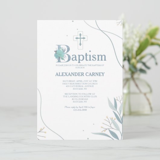Natuur minimalistische doopuitnodiging kaart (Staand voorkant)