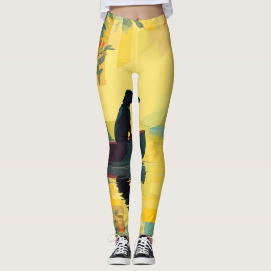 Natuur Minimalistische Zwarte Labrador Kano Leggings (Voorkant)