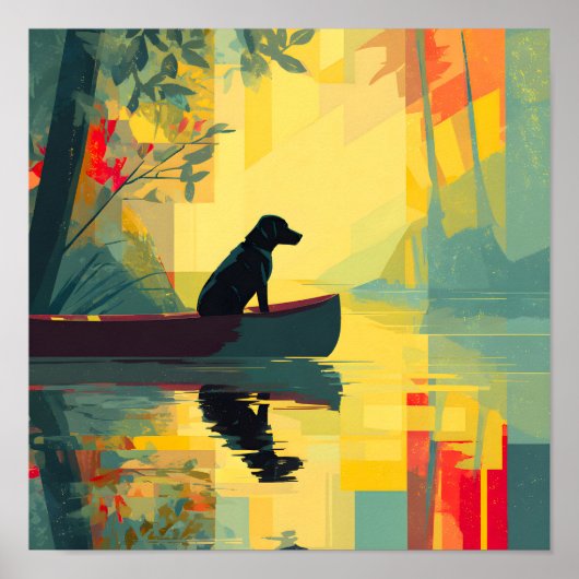 Natuur Minimalistische Zwarte Labrador Kano Poster (Voorkant)