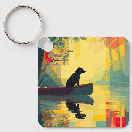 Natuur Minimalistische Zwarte Labrador Kano Sleutelhanger (Voorkant)