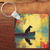 Natuur Minimalistische Zwarte Labrador Kano Sleutelhanger (Voorkant)
