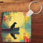 Natuur Minimalistische Zwarte Labrador Kano Sleutelhanger (Achterkant)