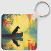 Natuur Minimalistische Zwarte Labrador Kano Sleutelhanger (Achterkant)