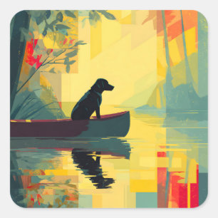 Natuur Minimalistische Zwarte Labrador Kano Vierkante Sticker