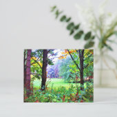 Natuur Misty Meadow Green Space Trees Briefkaart (Staand voorkant)