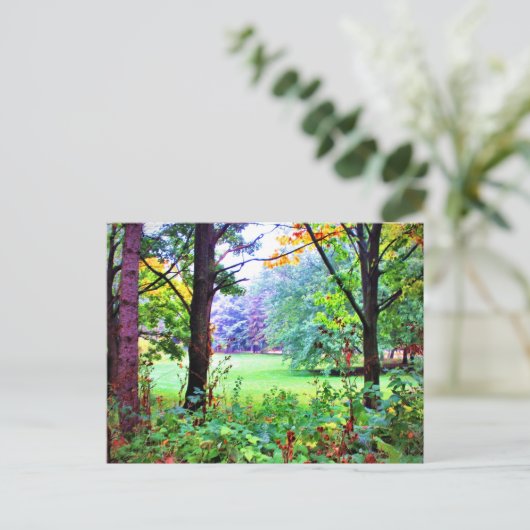 Natuur Misty Meadow Green Space Trees Briefkaart (Staand voorkant)